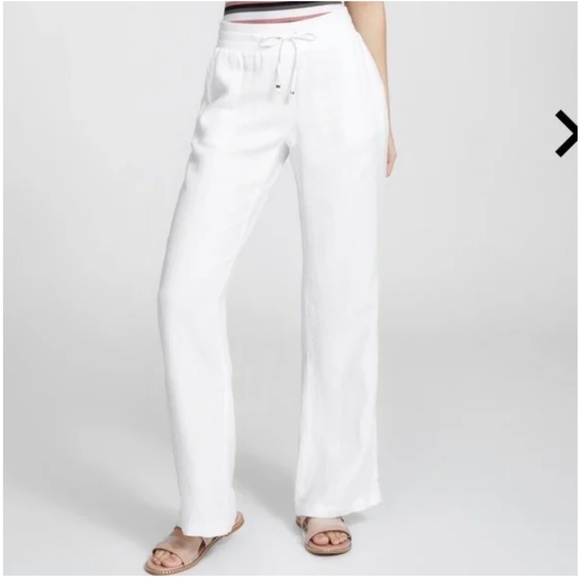 Y2K GUESS 100% White Linen Straight Leg Pants Women M - Picture 5 of 13